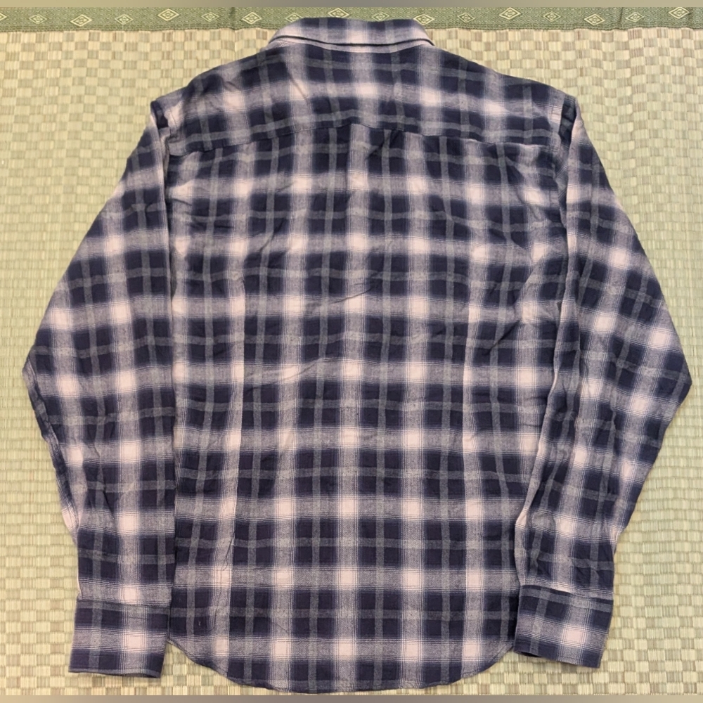 Naked & Famous Button Up Ombre Plaid Flannel Shirt Men's Size Large - Picture 2 of 6